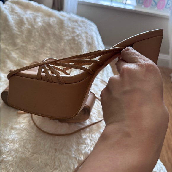 Chic Nude Strappy Platform Heels - Picture 4 of 4